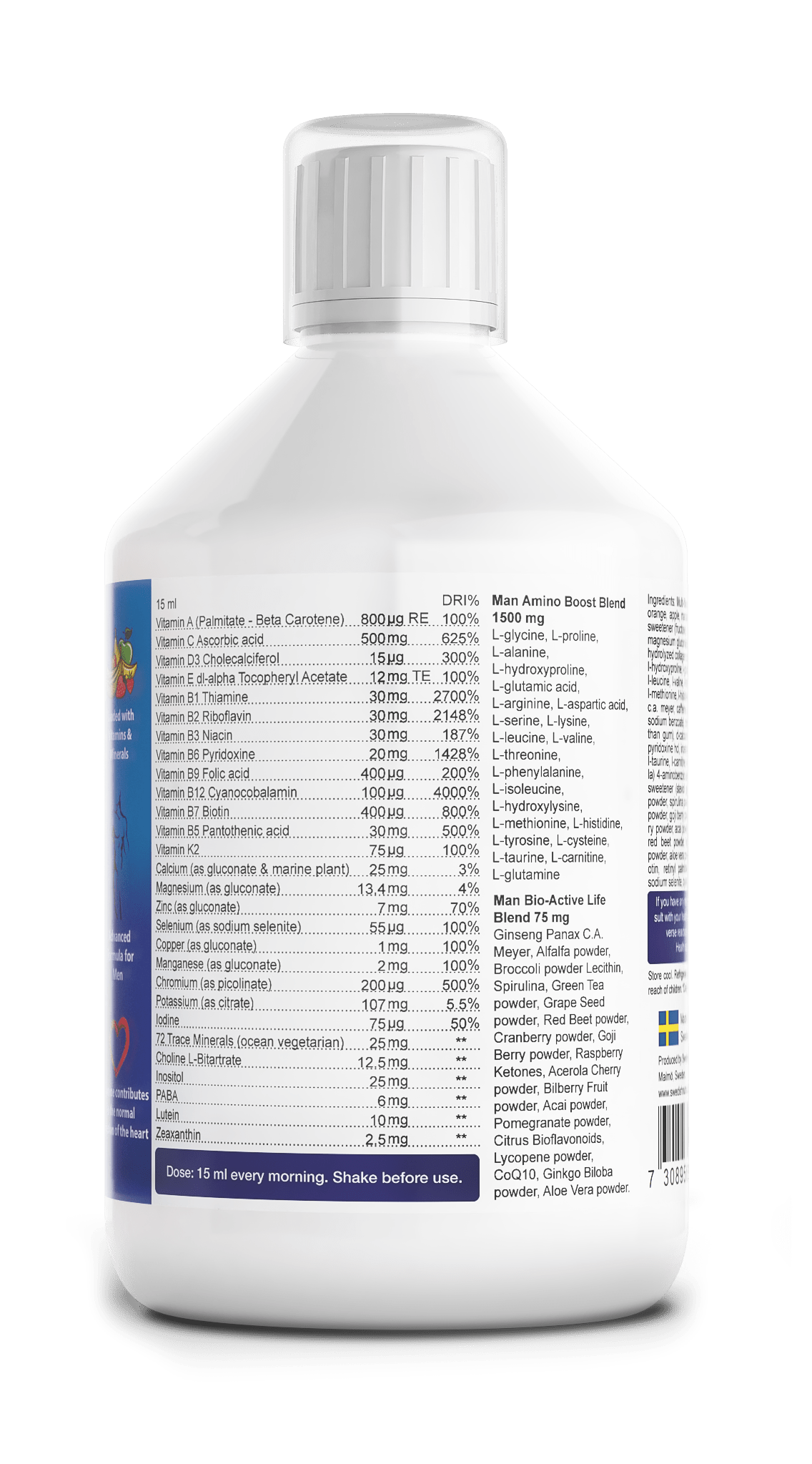 Swedish Nutra vloeibare Man Multivitamine 500 ml