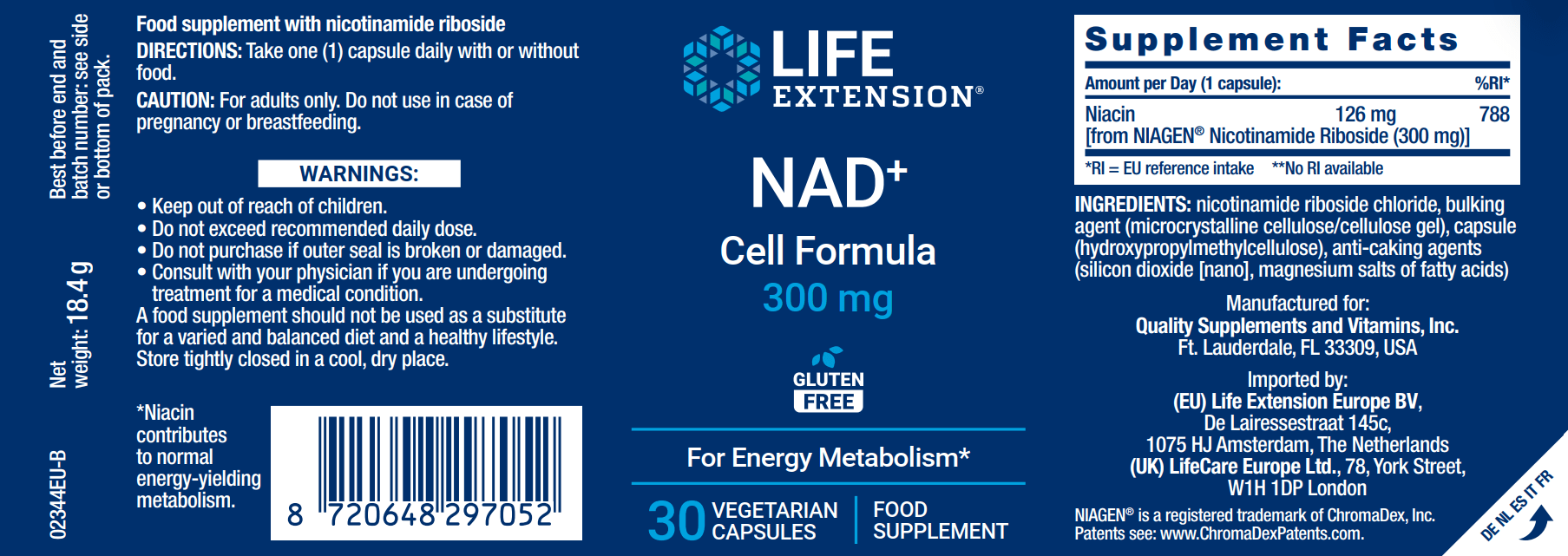 Life Extension NAD+ Cell Formula 300 mg
